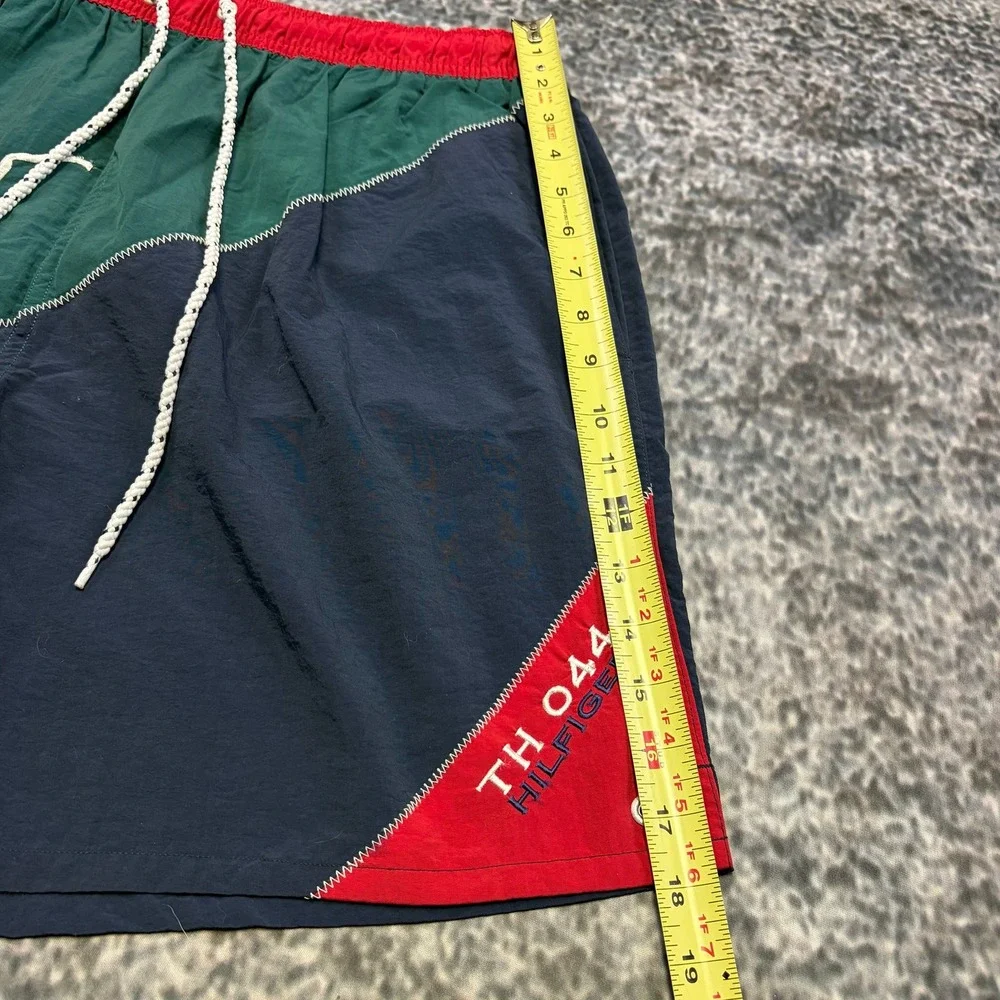 VTG 90s Tommy Hilfiger Sailing Gear Shorts Nylon Large Colorblock Swim Trunks
